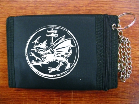 Vlad Dracula - pečať erb - drak pevná textilná peňaženka s retiazkou a karabínkou, tlačené logo